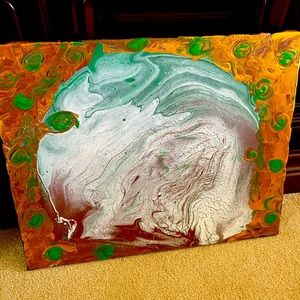 Acrylic Pour and Swirls 14in by 20in 🎨🪵🌴